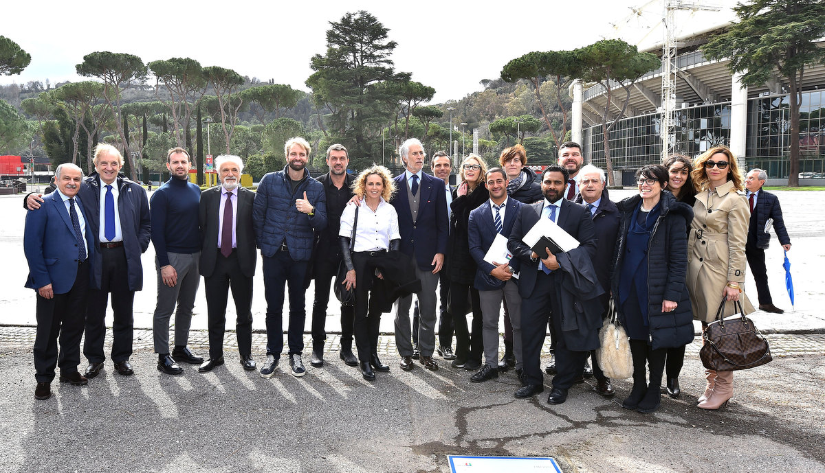 Luigi Beccali, Ercole Baldini, Paolo Maldini, Samuele Papi e Massimiliano Rosolino nella Walk of Fame