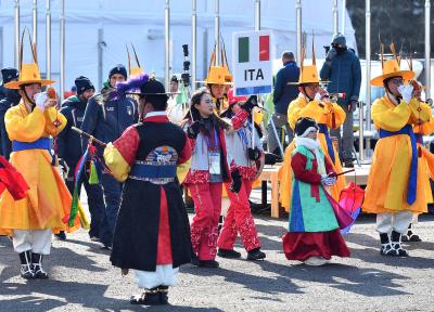 Welcome ceremony of Italy at the Olympic Village