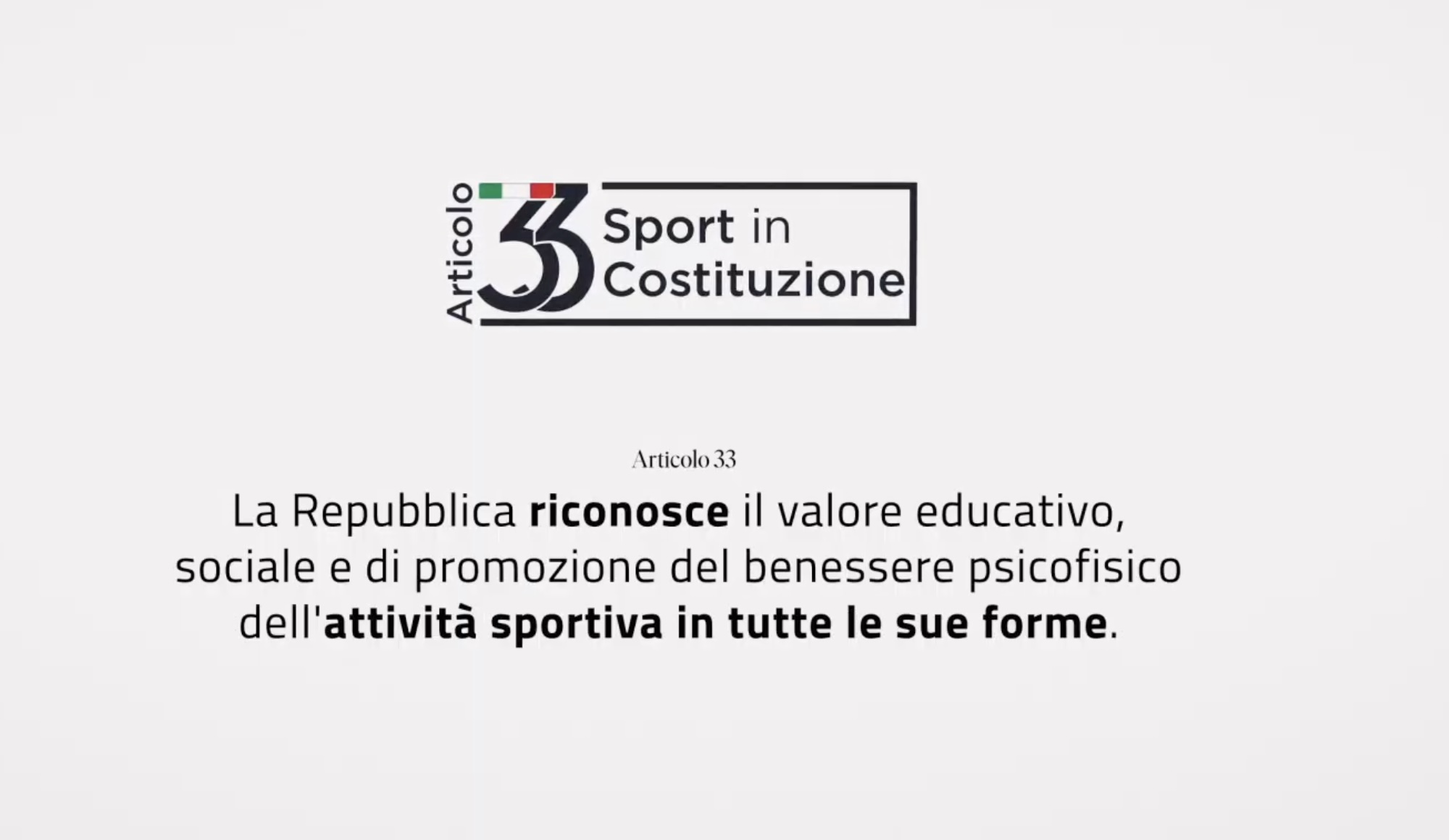 “Sport in Costituzione”: al via la campagna TV sull'articolo 33