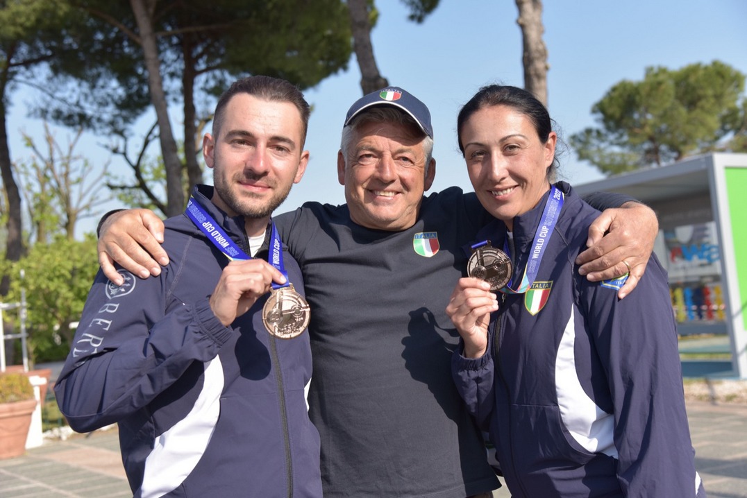 Coppa del Mondo: Diana Bacosi e Gabriele Rossetti sul terzo gradino del podio di skeet nella nuova prova olimpica mista