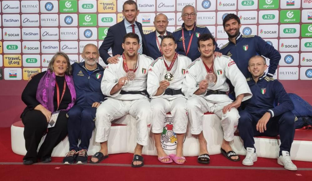 Tre azzurri sul podio nell’ultima giornata del Grand Slam di Baku: trionfo Bellandi nei 78 kg