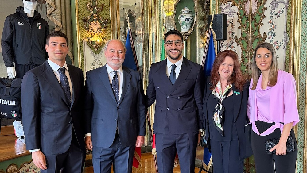 L'Ambasciatrice D'Alessandro celebra la Festa della Repubblica con i campioni Jessica Rossi, Alessandro Velotto e Aziz Abbes Mouhiidine