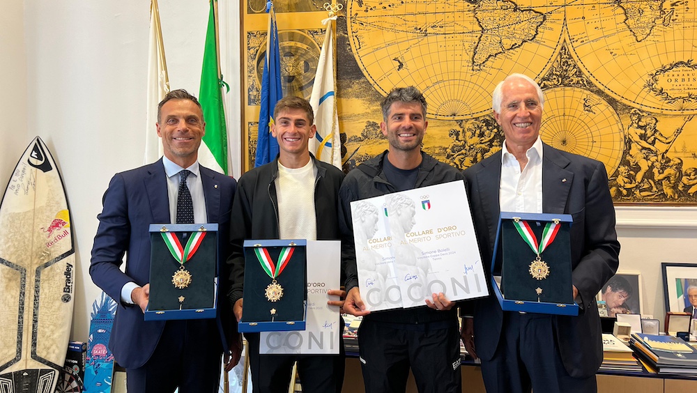 I campioni di Coppa Davis Arnaldi e Bolelli ricevono il Collare d’Oro da Malagò e Mornati I campioni di Coppa Davis Arnaldi e Bolelli ricevono il Collare d’Oro da Malagò e Mornati