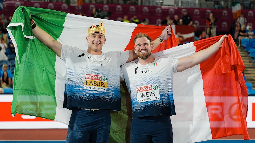 Subito doppietta azzurra agli Europei di Birmingham: Leonardo Fabbri trionfa nel getto del peso, argento per Zane Weir