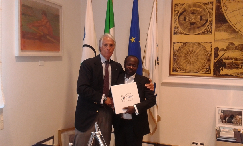 Malagò incontra il Presidente del Comitato Olimpico del Senegal Mamadou Diagna Ndiaye e l'ex campione dei 400 ostacoli Amadou Dia Ba