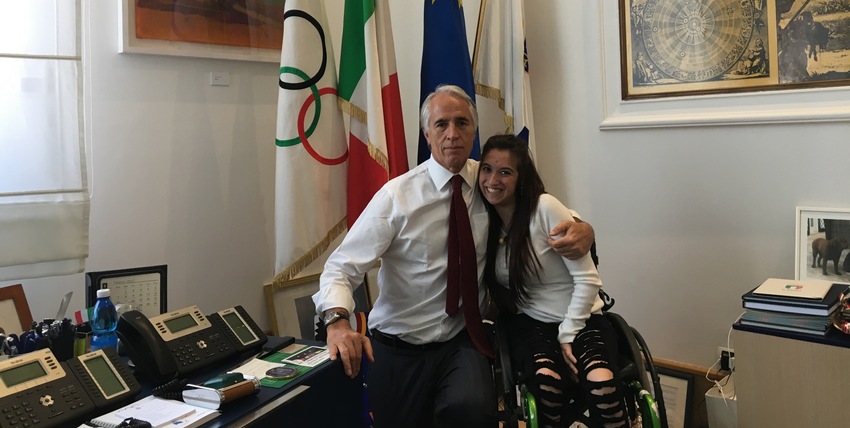 Malagò incontra Virginia Di Carlo, la ragazza che danza oltre la disabilità