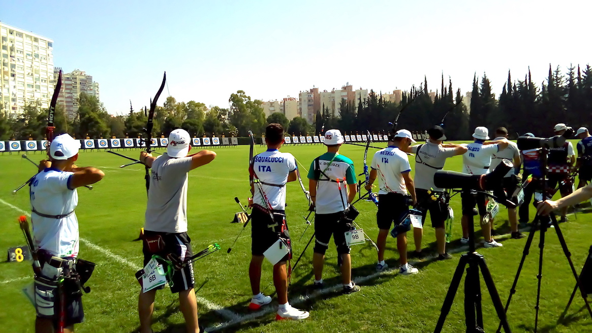 GLI AZZURRI DURANTE I TIRI DI PROVA 