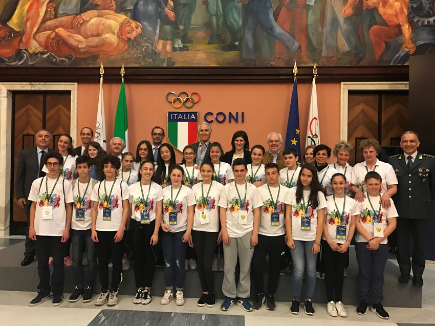 La Sindaca di Torino Appendino in visita al CONI con gli studenti del 'Vivaldi-Murialdo'