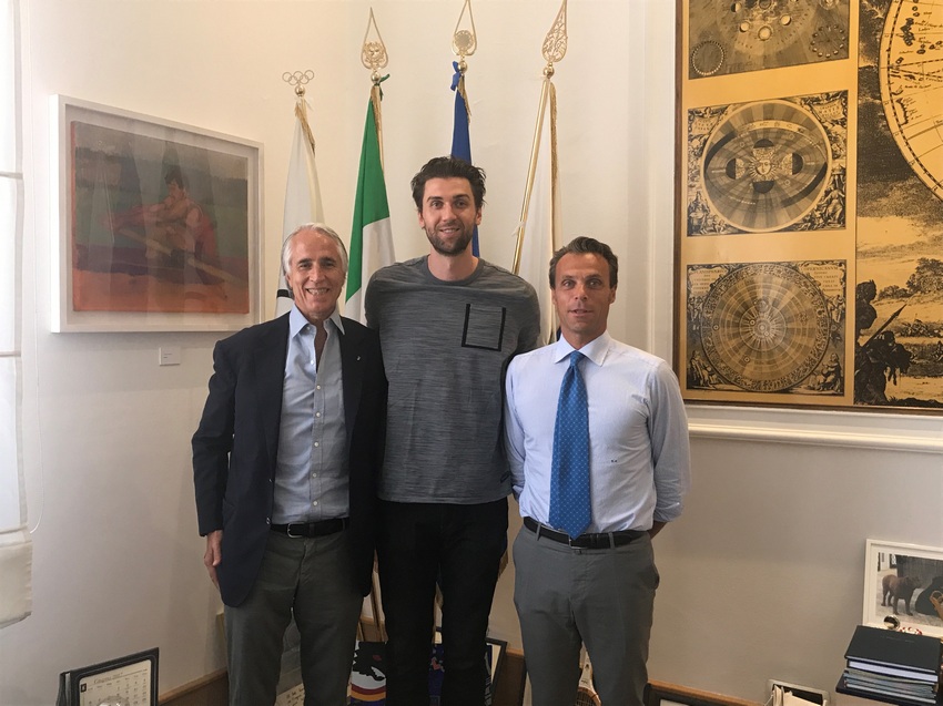 Il 'Mago' al CONI. Andrea Bargnani ricevuto da Malagò e Mornati 