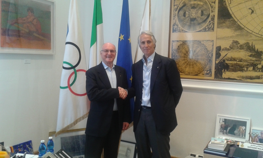 Malagò incontra l'olimpionico Livio Berruti