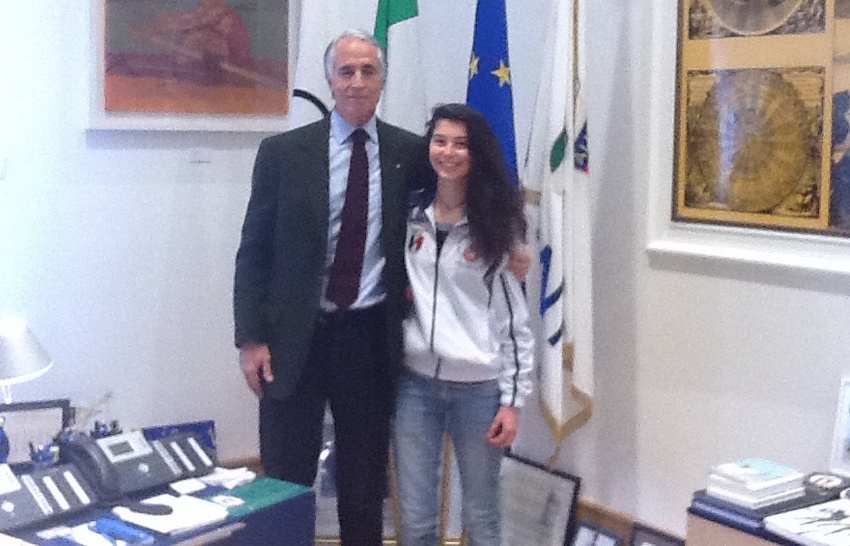 Malagò incontra la campionessa mondiale di tamburello Alice Magnani