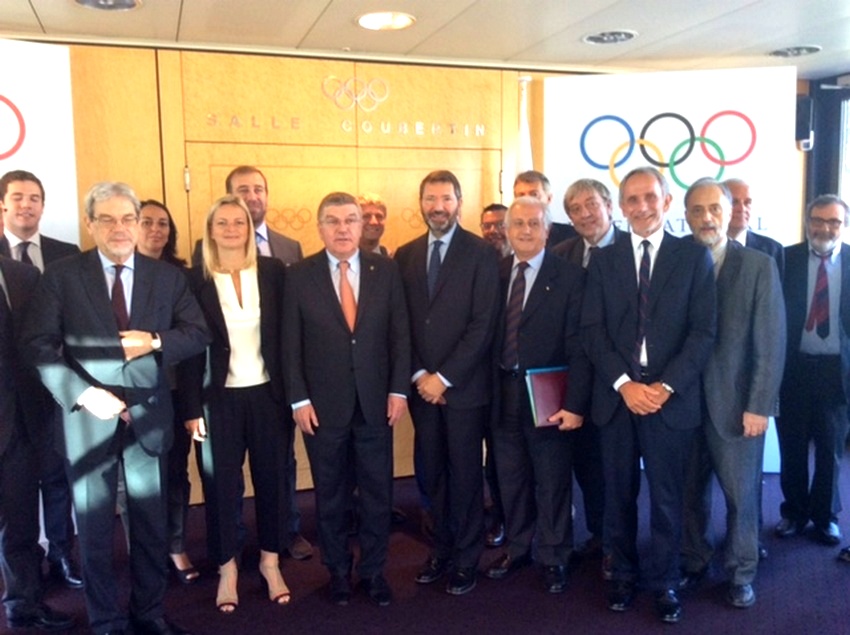 The Italian delegation welcomed by the IOC in Lausanne