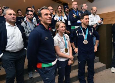 Arianna e Federico a Casa Italia per festeggiare le medaglie