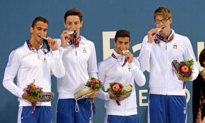 Baku 2015 - Argento della staffetta di nuoto 4x100 sl