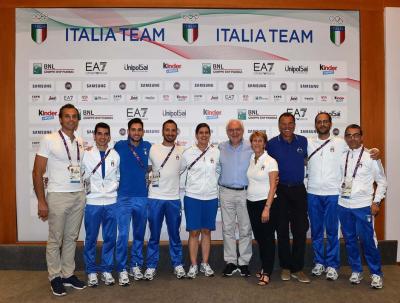 Baku 2015 - Gli atleti del Badminton  Maddaloni Greco e Jeanine Cicognini a Casa Italia