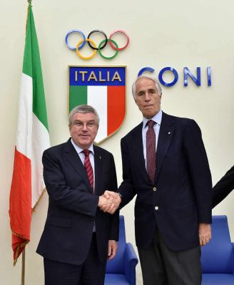 Conferenza stampa di Bach e Malagò al Foro Italico