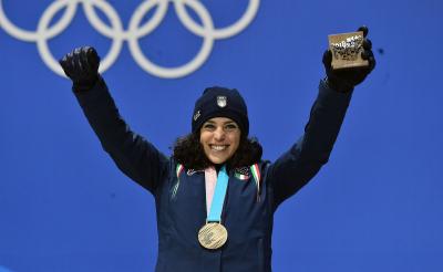 Federica Brignone at Medal Plaza