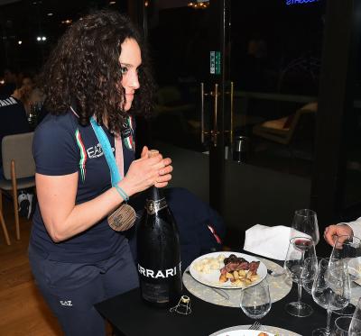 Federica celebrates the bronze medal