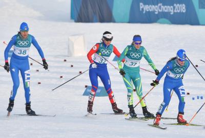 First cross country skiing competition: skiathlon italian athletes 