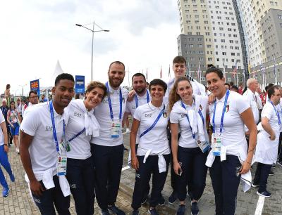 Giochi Olimpici Europei: visita al villaggio atleti e alzabandiera