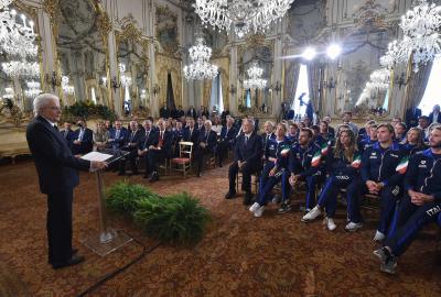 Malagò al Quirinale per l'incontro del Presidente Mattarella con i medagliati dei Mondiali di nuoto di Gwangju 2019