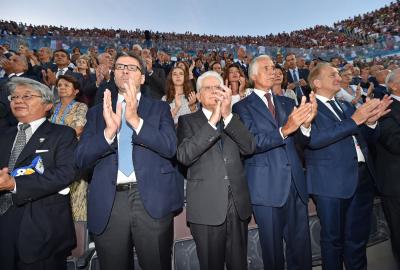 Mattarella al Foro Italico per Italia-Giappone, festa tricolore per inaugurazione Mondiale volley 2018