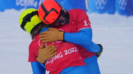 220212 Visintin Moioli ITA Snowboard Cross Mixed Team ARGENTO Ph Luca Pagliaricci LUC02669 copia