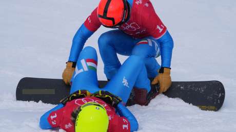 220212 Visintin Moioli ITA Snowboard Cross Mixed Team ARGENTO Ph Luca Pagliaricci LUC02679 copia