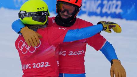 220212 Visintin Moioli ITA Snowboard Cross Mixed Team ARGENTO Ph Luca Pagliaricci LUC02695 copia