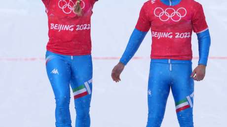 220212 Visintin Moioli ITA Snowboard Cross Mixed Team ARGENTO Ph Luca Pagliaricci LUC02715 copia