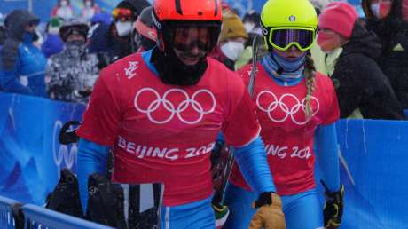 220212 Visintin Moioli ITA Snowboard Cross Mixed Team Ph Luca Pagliaricci LUC02627 copia