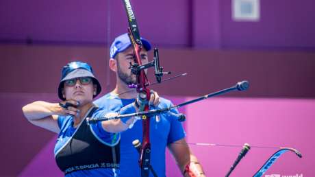 Chiara Rebagliati al tiro con Mauro Nespoli