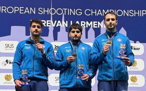 Europei 10 metri: l'Italia centra l'oro in Armenia nella pistola maschile a squadre